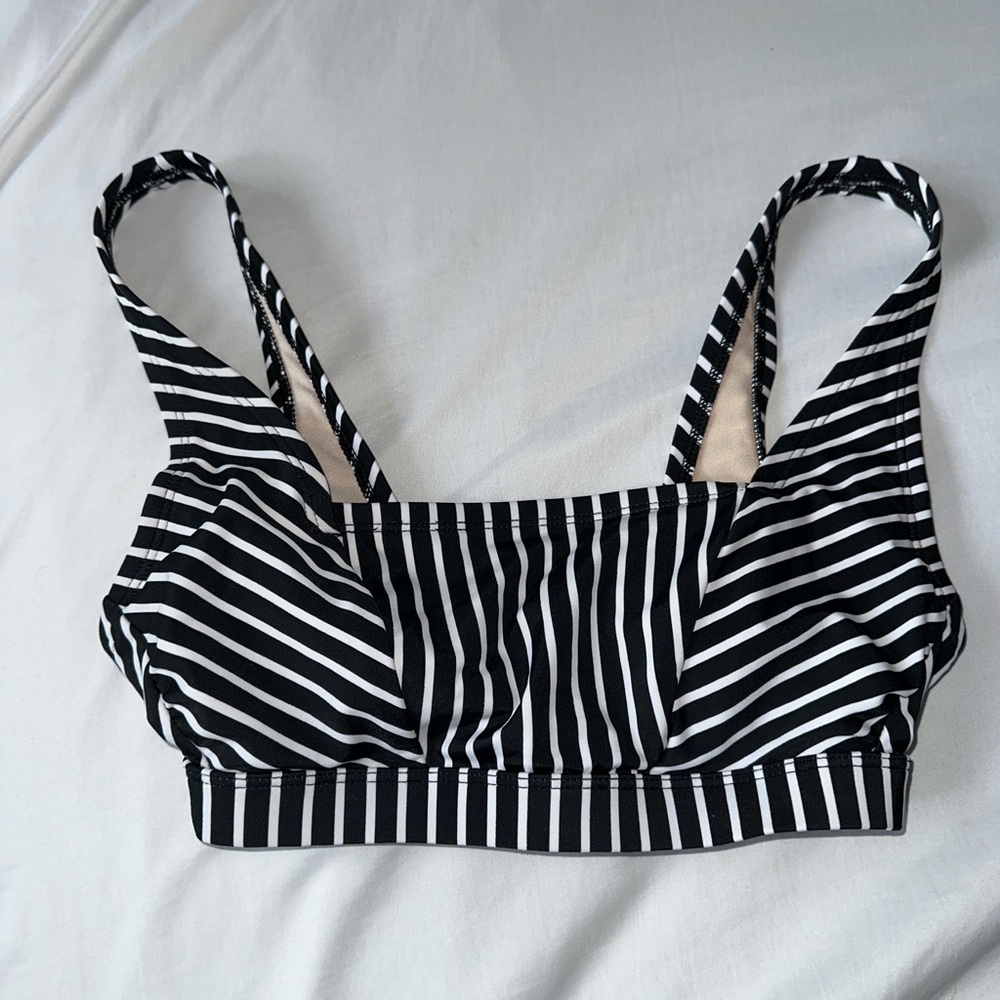 Black and White striped bathing suit top